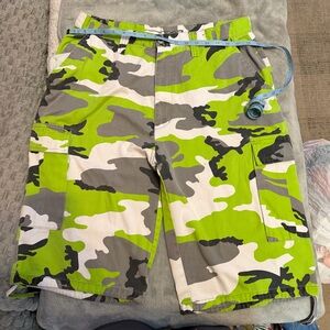 Mens Camo Cargo Shorts Green Gray Skate Surf Utility Size 34 36